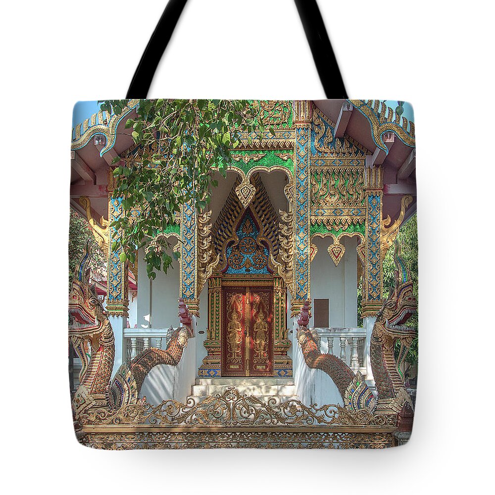 Scenic Tote Bag featuring the photograph Wat Nam Phueng Phra Ubosot Entrance DTHLA0012 by Gerry Gantt