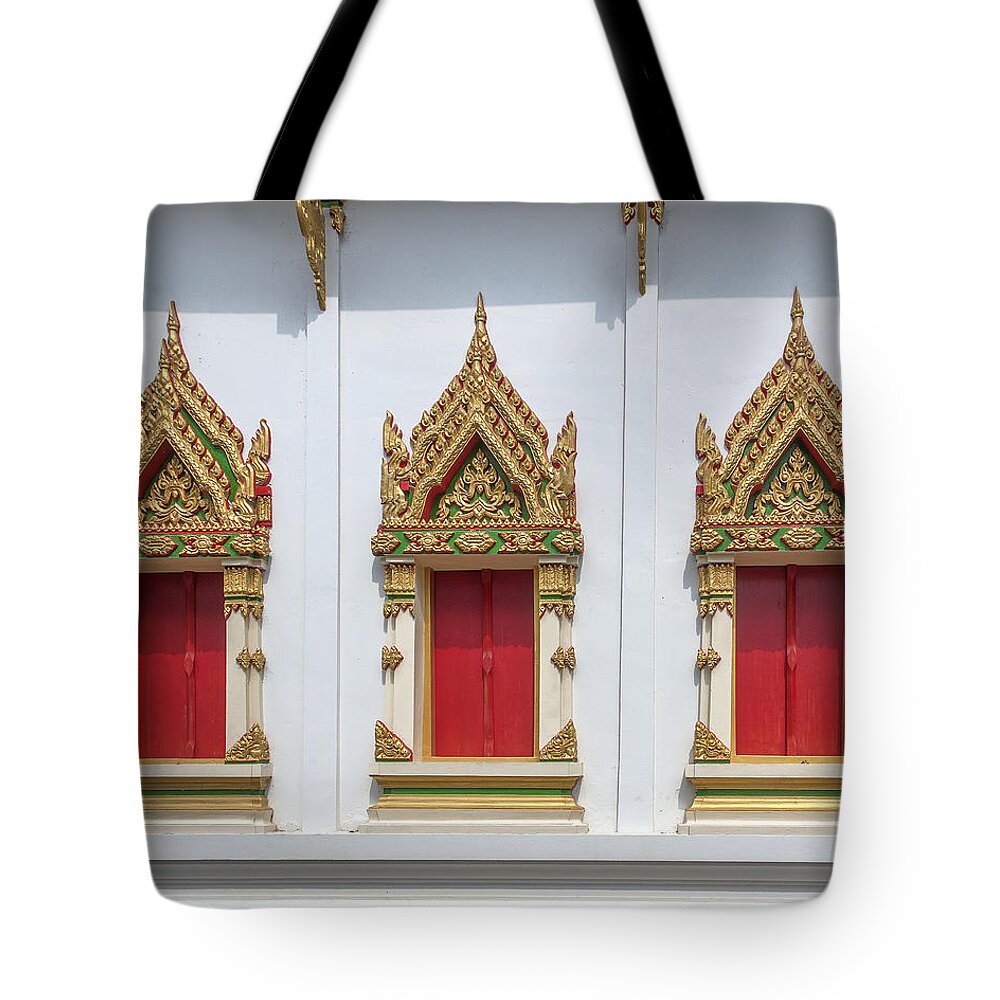 Temple Tote Bag featuring the photograph Wat Pradoem Phra Ubosot Windows DTHCP0086 by Gerry Gantt