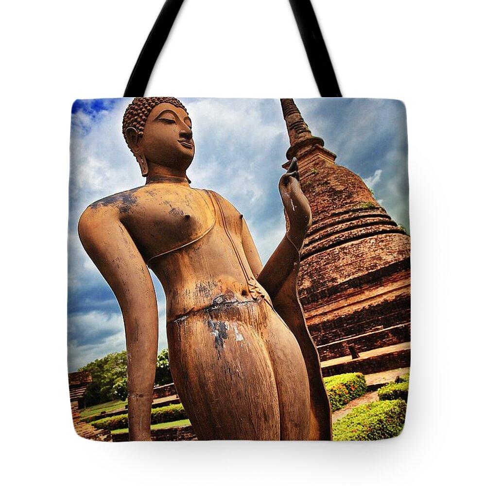 Sukhothai Tote Bag featuring the photograph Wat Sra Sri in Sukhothai Thailand Southeast Asia by Sam Antonio