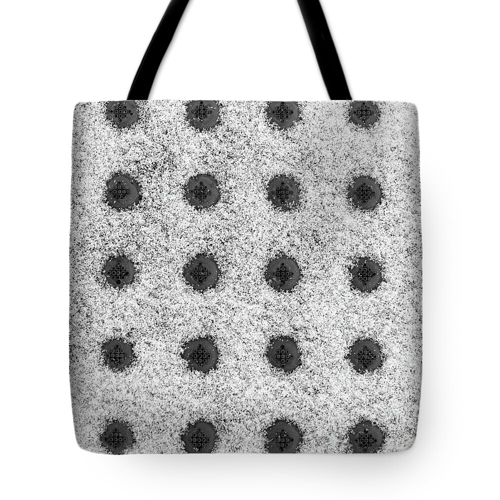 Black And White Abstract Tote Bag featuring the photograph Watch Your Step Black and White by Karen Adams