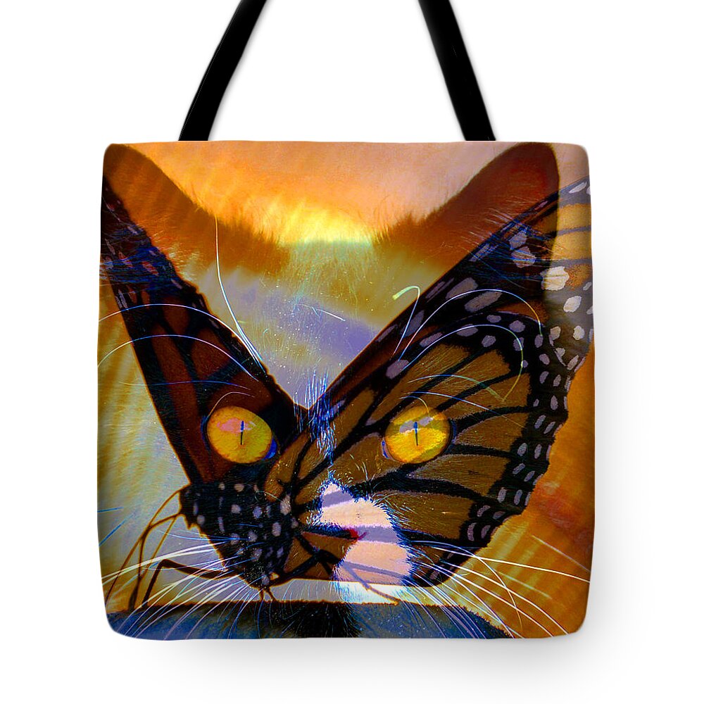 Cat Tote Bag featuring the photograph Watching butterlies by David Lee Thompson