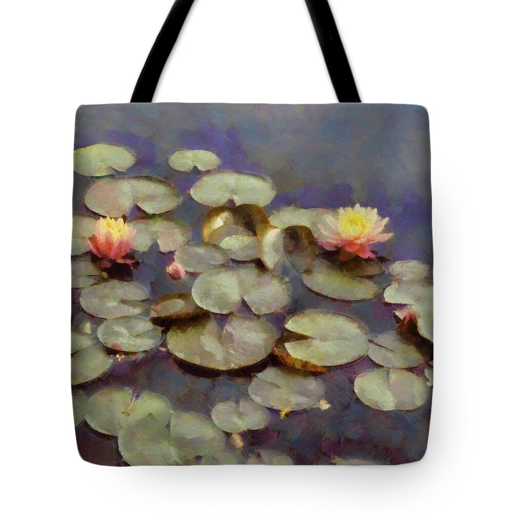 Nature Tote Bag featuring the photograph Water Lilies Impressionistic by Ann Powell