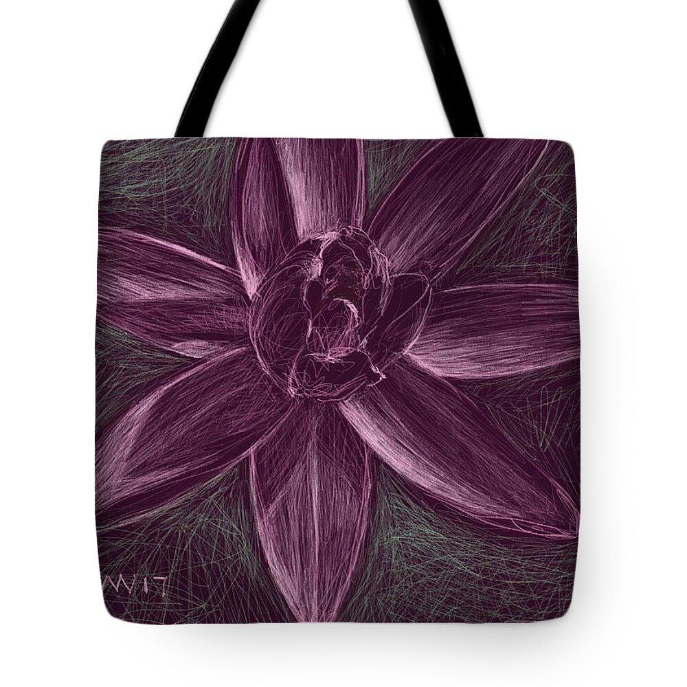 Water Lily Tote Bag featuring the digital art Water Lily by AnneMarie Welsh