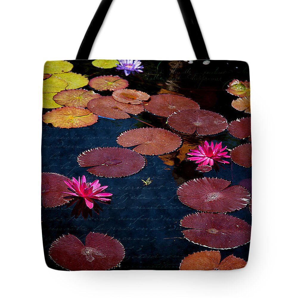 Purple And Pink Tote Bag featuring the photograph Water Lily World by Milena Ilieva