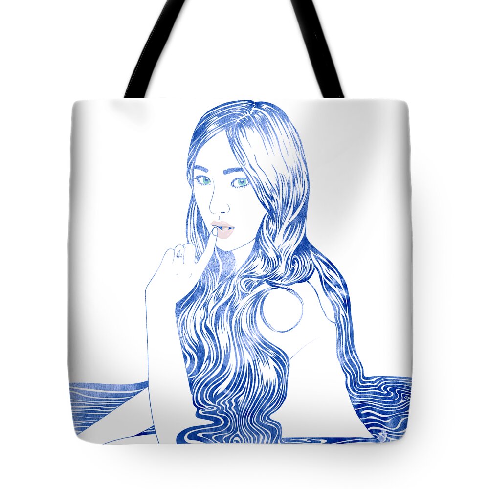 Beauty Tote Bag featuring the mixed media Water Nymph XCVI by Stevyn Llewellyn