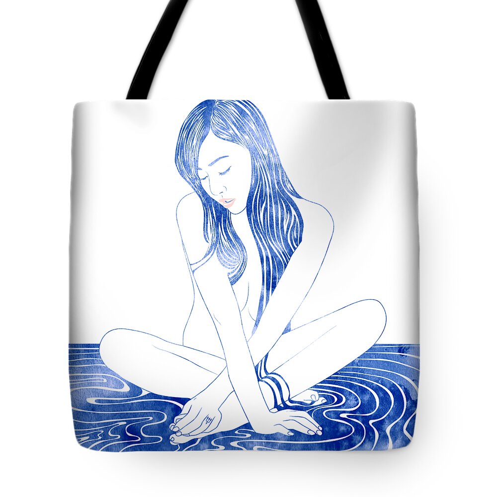 Beauty Tote Bag featuring the mixed media Water Nymph XCVIII by Stevyn Llewellyn