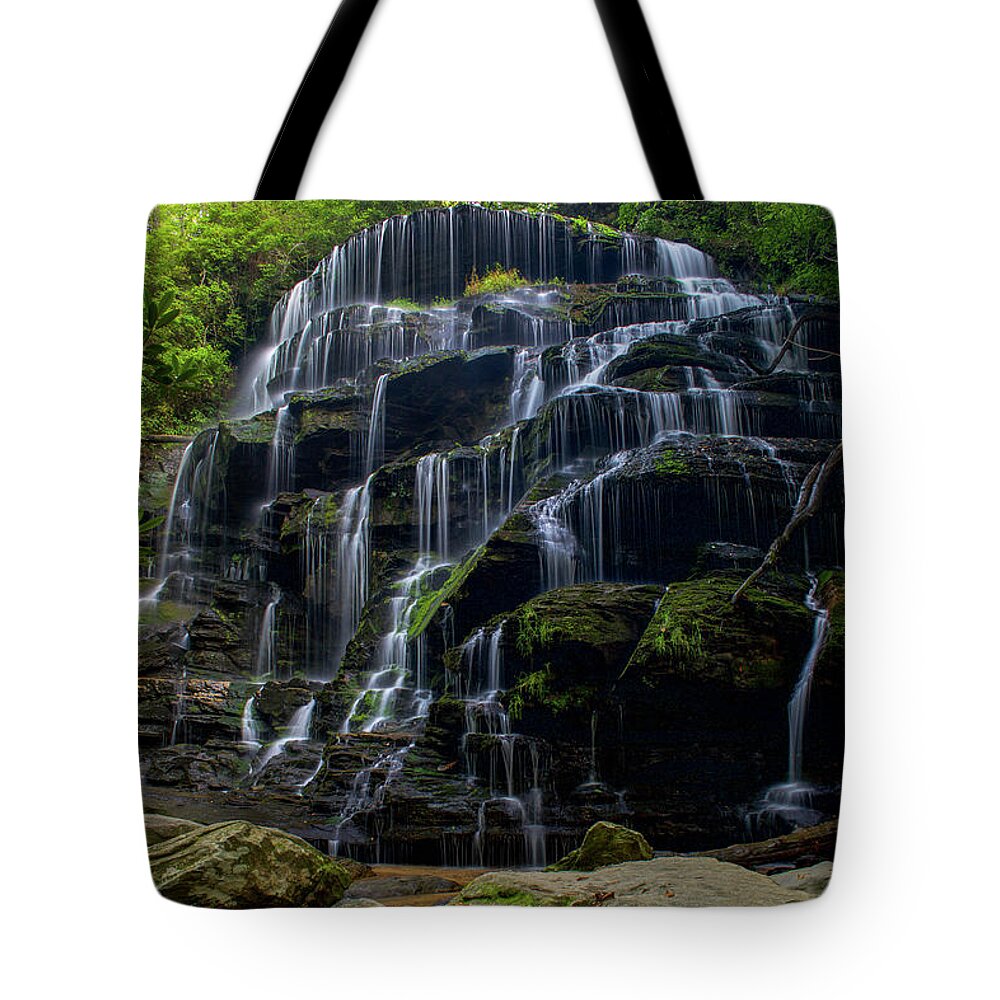 Waterfalls Tote Bag featuring the photograph Water Over Granite by Robert J Wagner