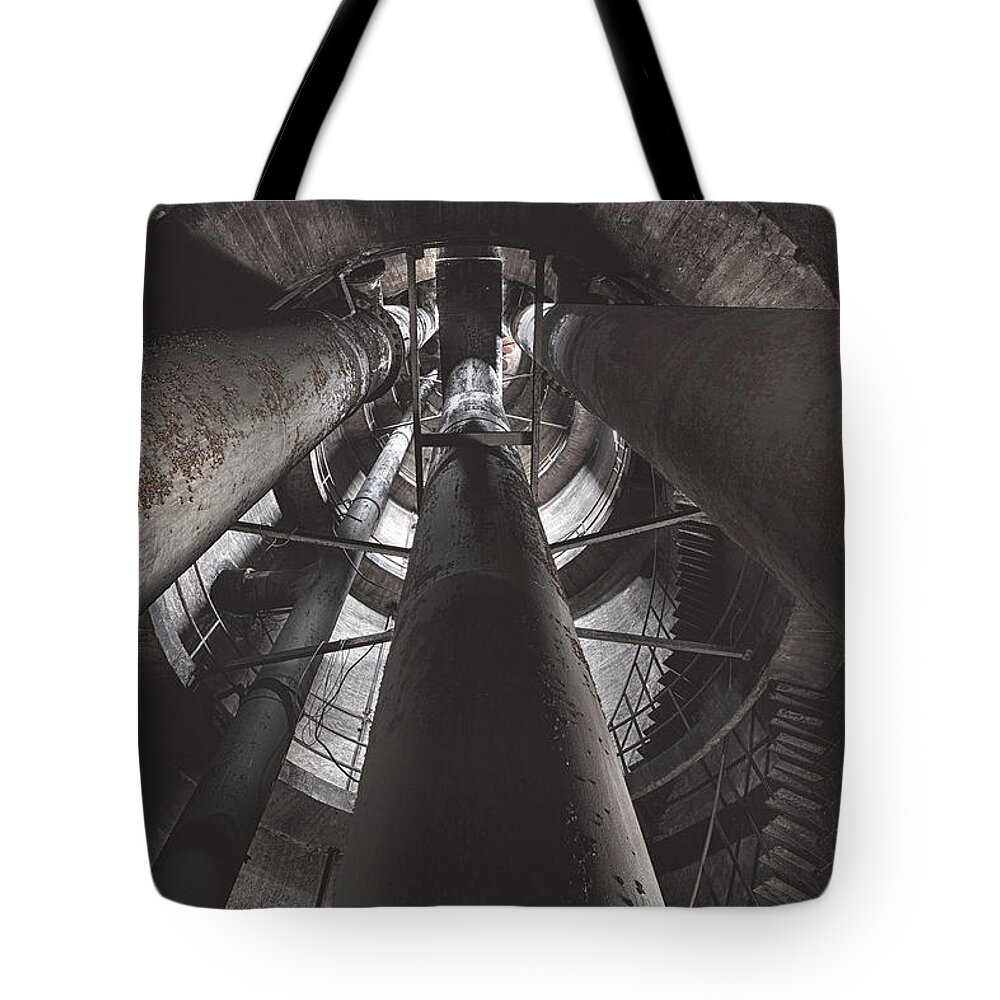 Belgium Tote Bag featuring the photograph Water tower pipelines by Dirk Ercken