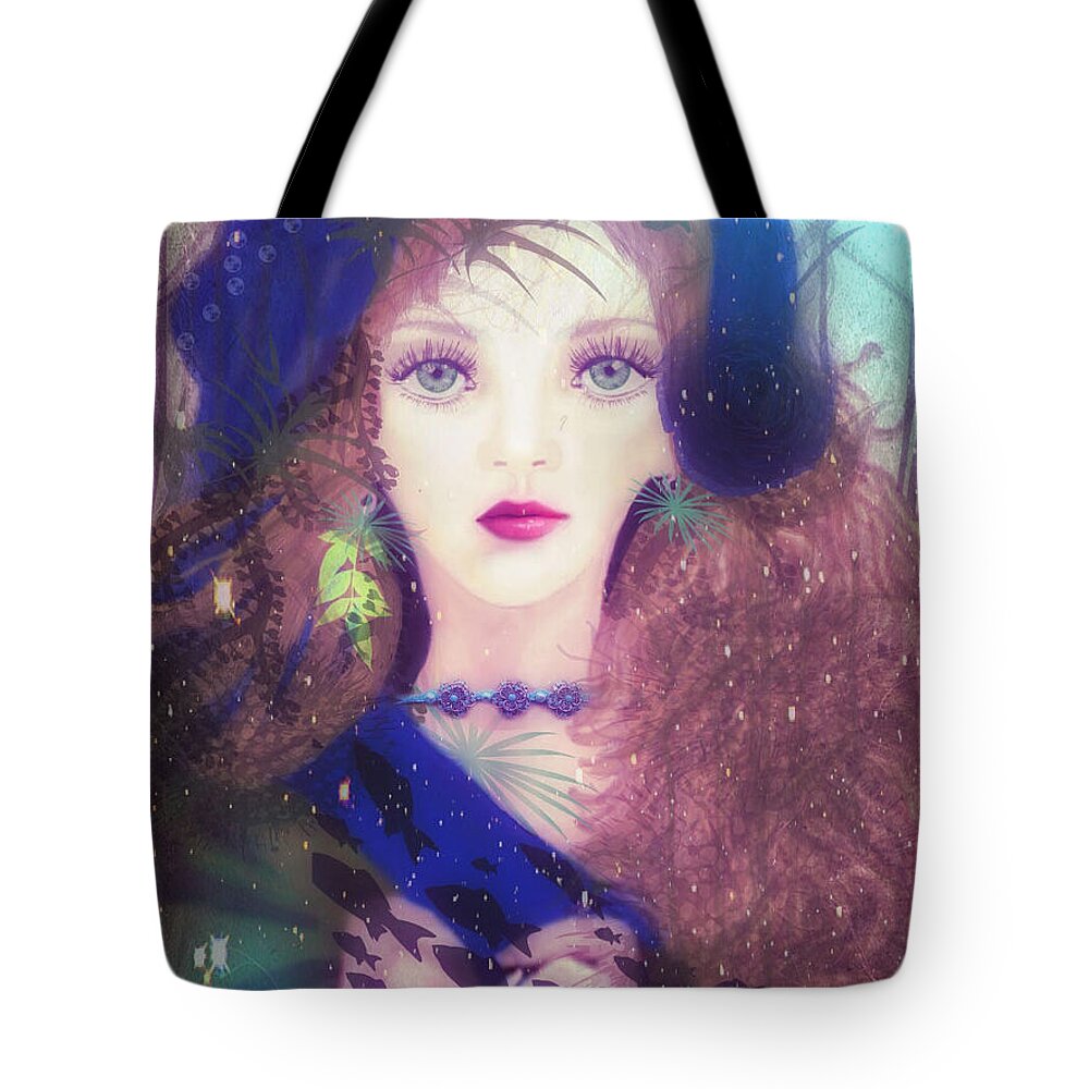Portrait Tote Bag featuring the mixed media Water West by Kim Prowse