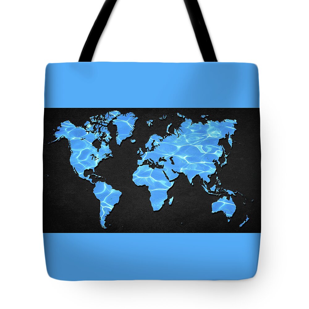 Map Tote Bag featuring the digital art Water World by Douglas Pittman