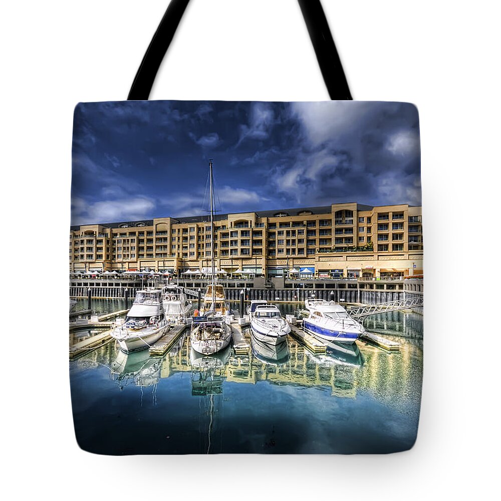 Marina Tote Bag featuring the photograph Water World by Wayne Sherriff