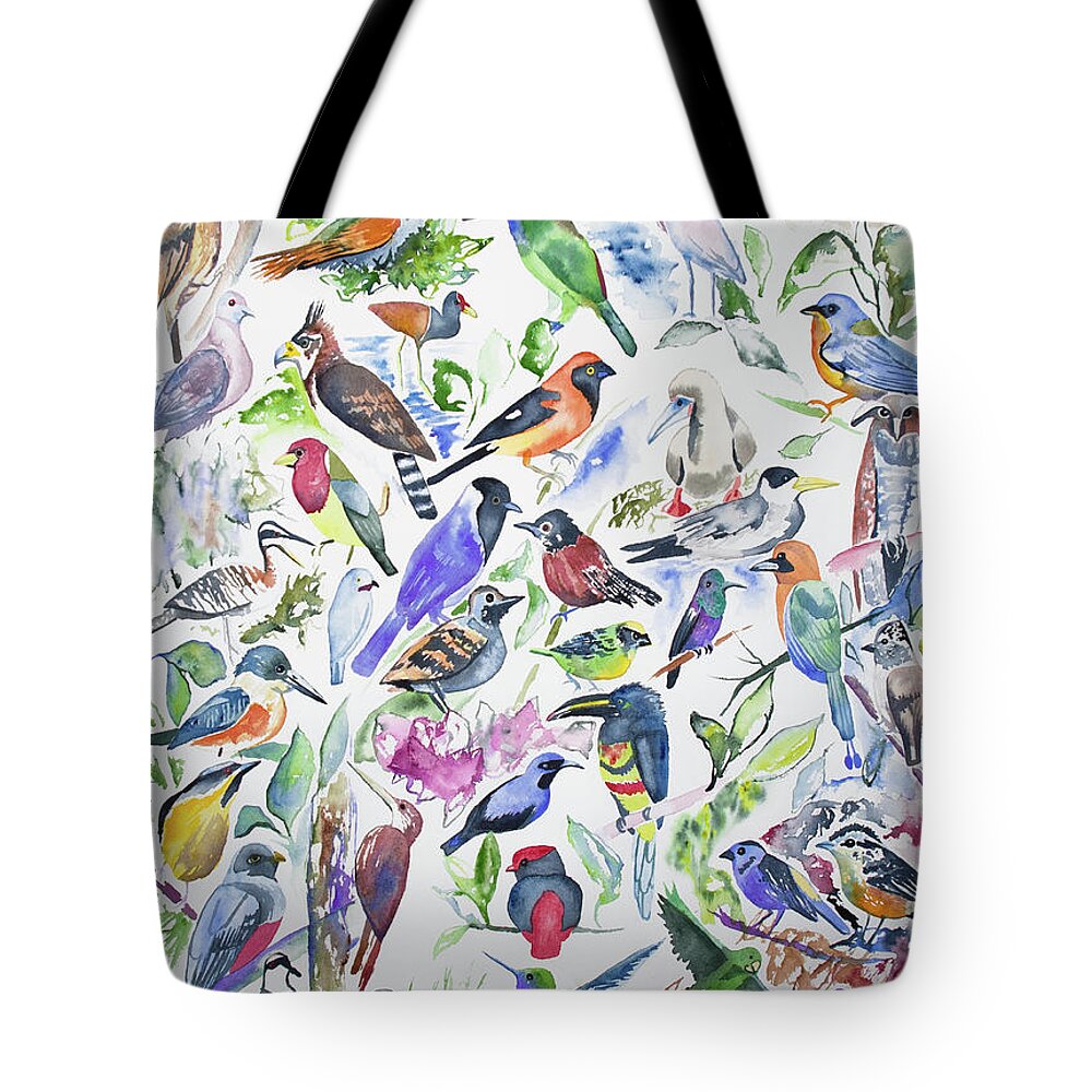 Bird Tote Bag featuring the painting Watercolor - Birds of Ecuador by Cascade Colors