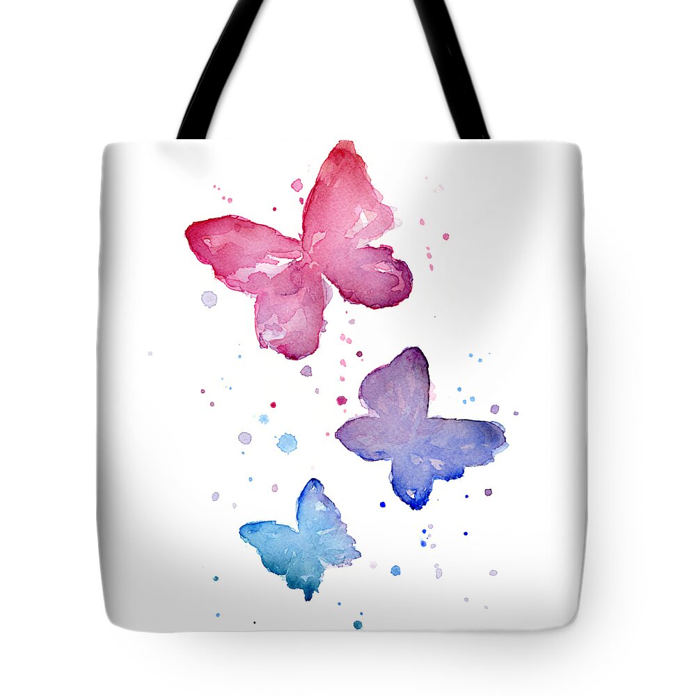 Watercolor Tote Bag featuring the painting Watercolor Butterflies by Olga Shvartsur
