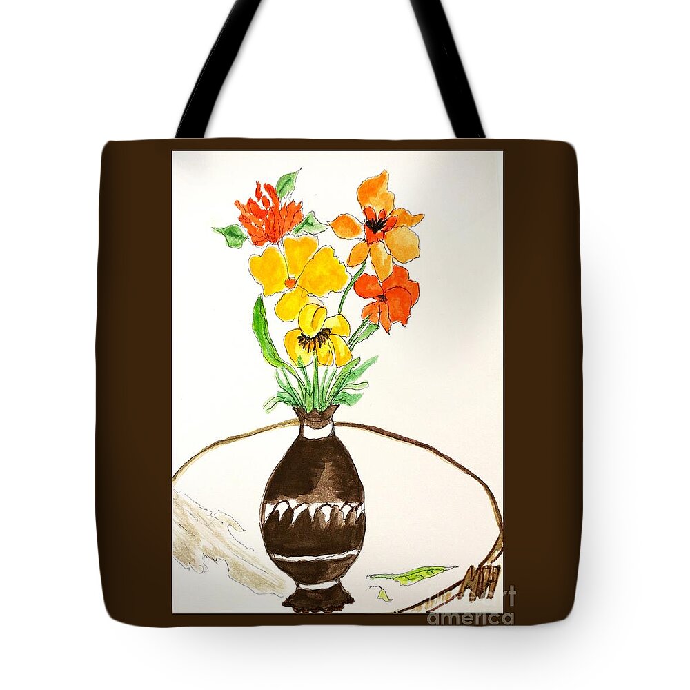 Painting Watercolor Tote Bag featuring the painting Watercolor Fall Bouquet by Marsha Heiken