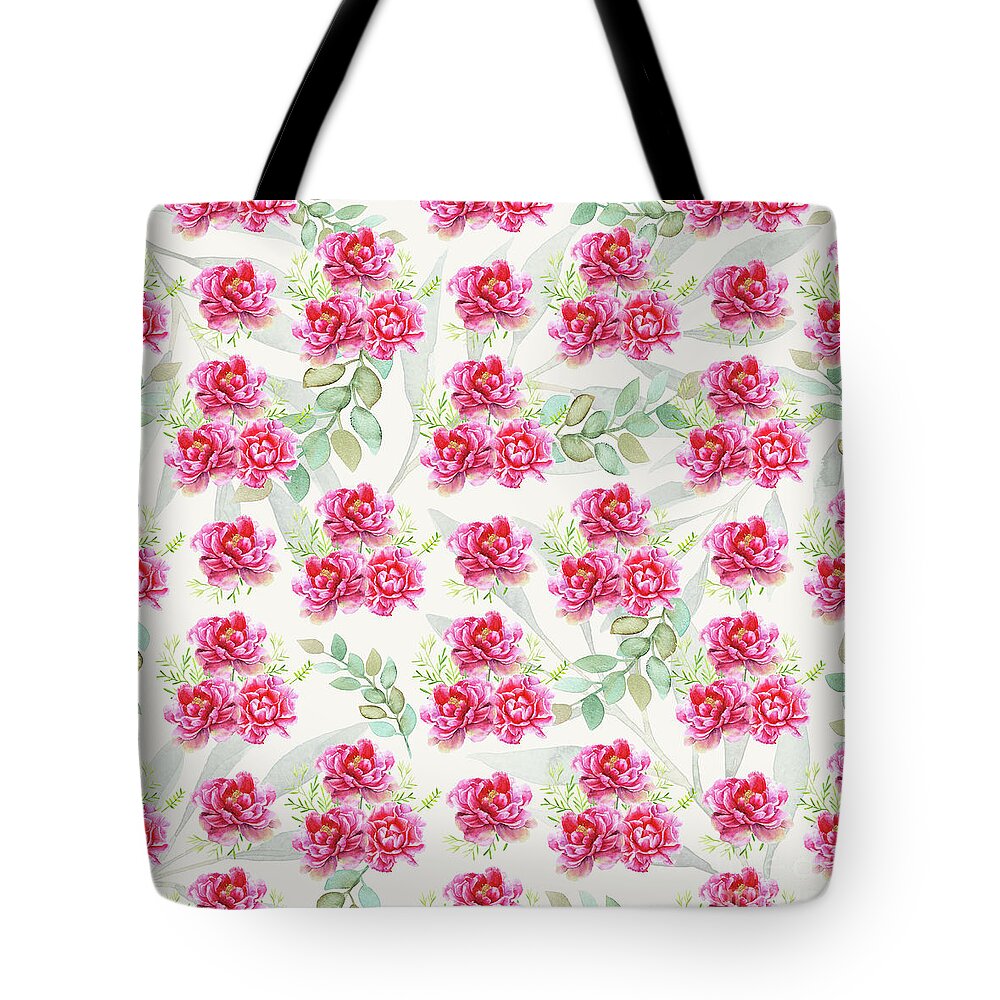 Graphic-design Tote Bag featuring the digital art Watercolor Peonies by Sylvia Cook