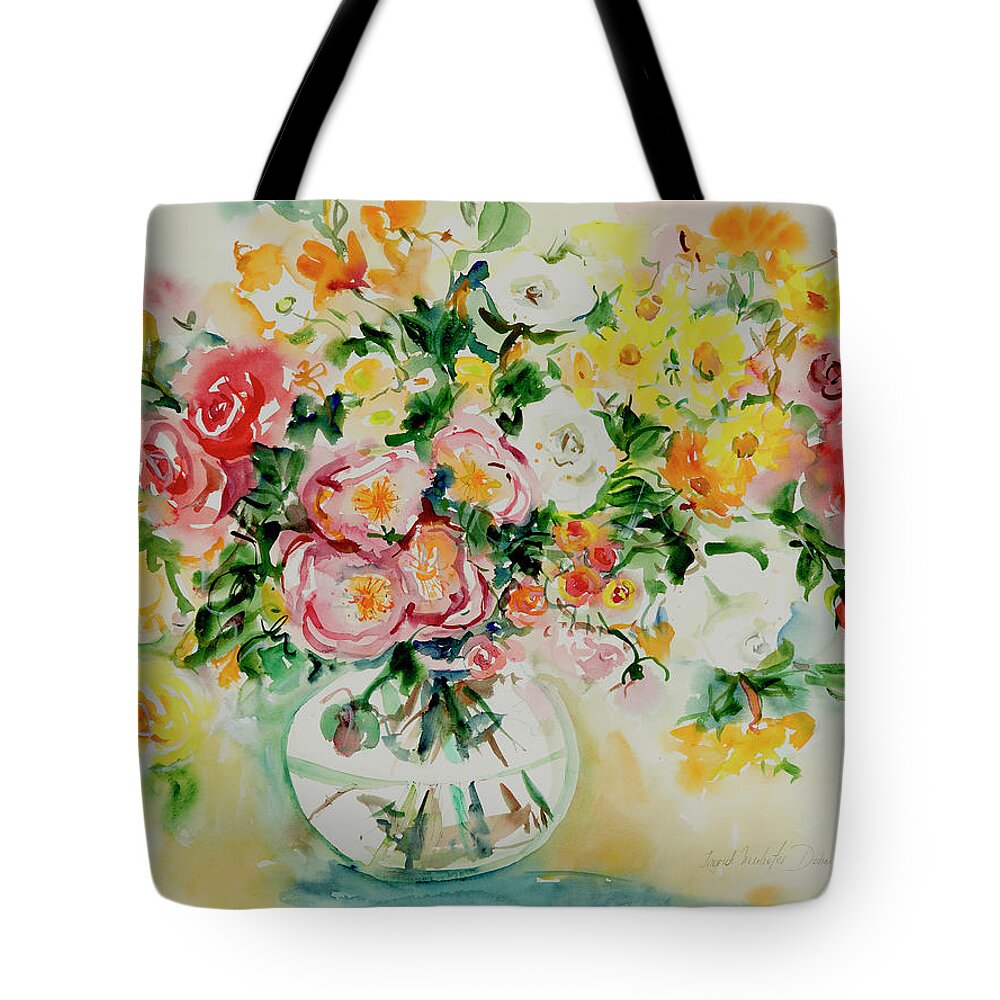Flowers Tote Bag featuring the painting Watercolor Series 173 by Ingrid Dohm