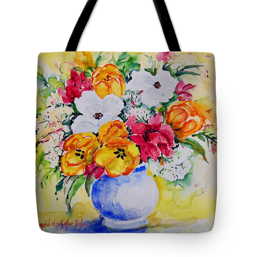  Red Tote Bag featuring the painting Watercolor Series No. 246 by Ingrid Dohm