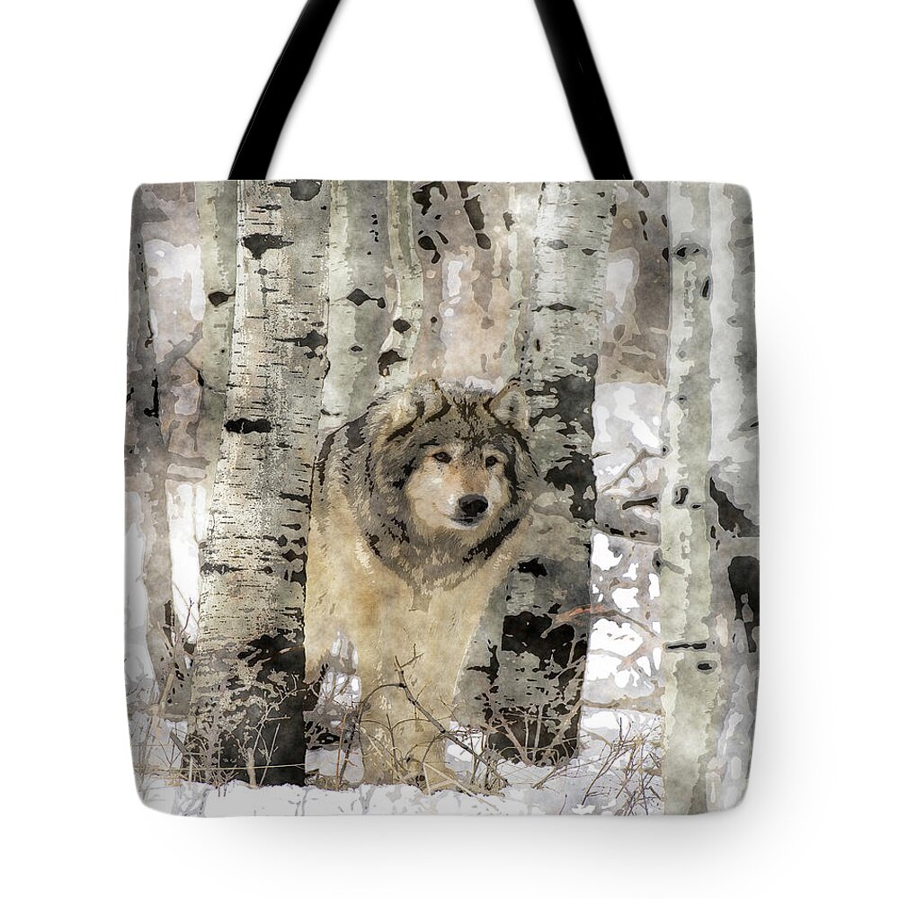 Wolf Tote Bag featuring the photograph Watercolor Wolf by Wildlife Fine Art