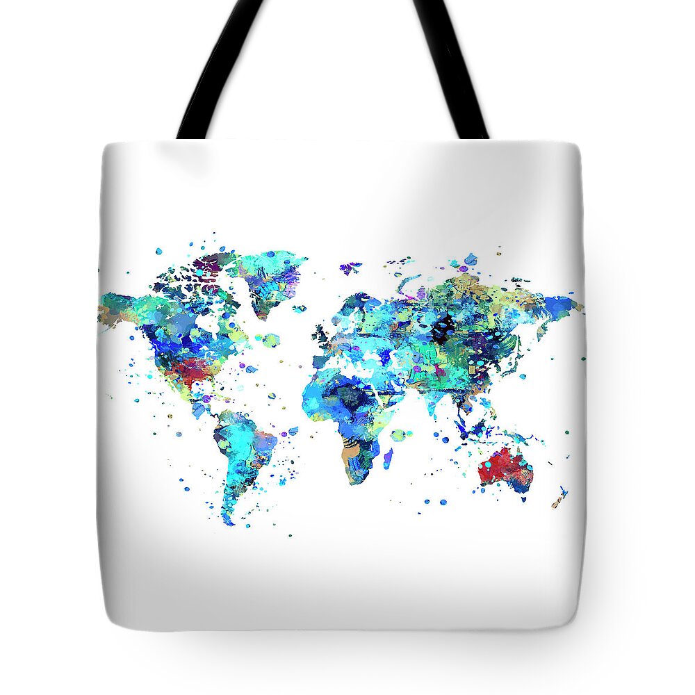 World.map Tote Bag featuring the painting Watercolor World Map by Zuzi 's