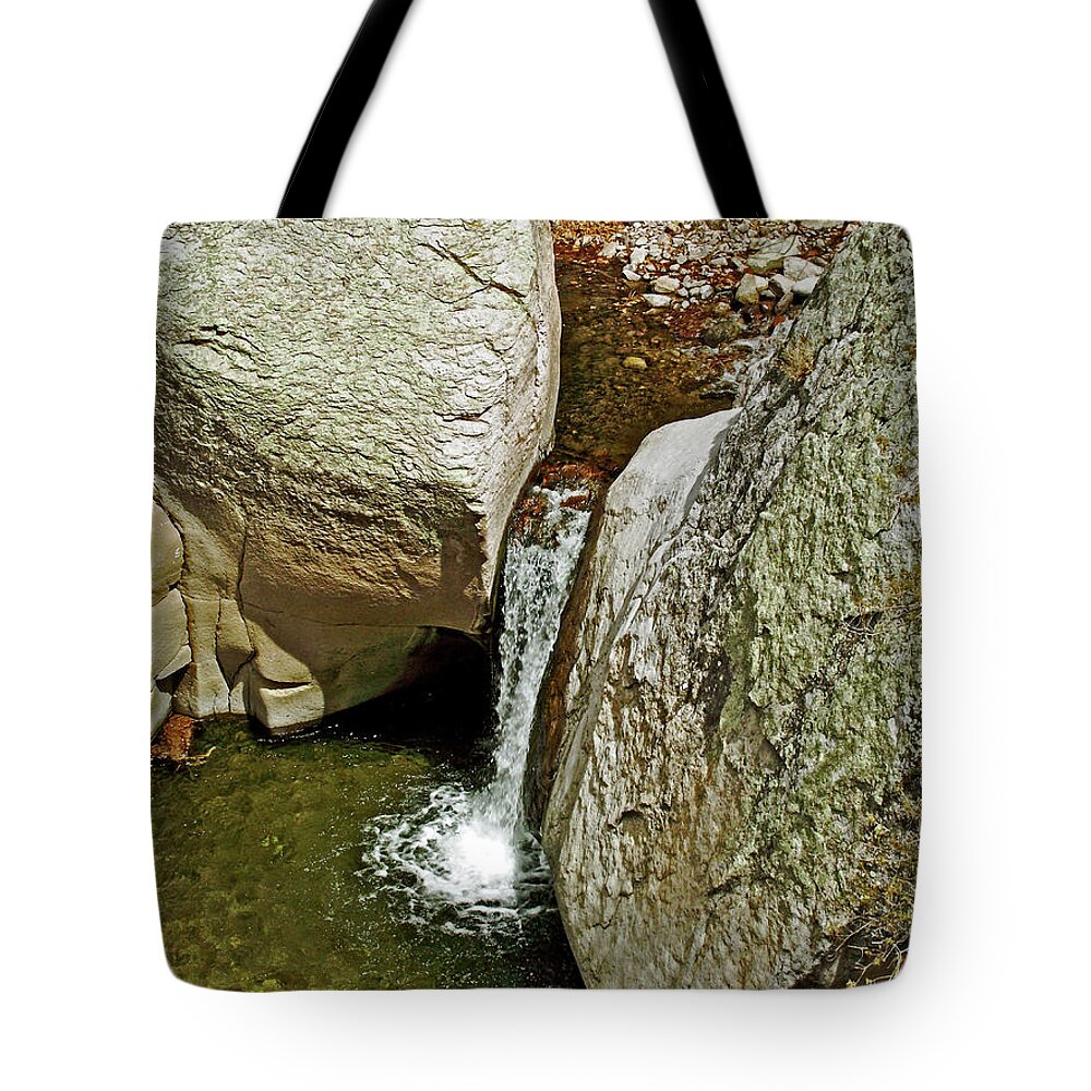 Waterfall From Whitewater Catwalk National Recreation Trail Near Glenwood Tote Bag featuring the photograph Waterfall from Whitewater Catwalk National Recreation Trail near Glenwood-New Mexico by Ruth Hager