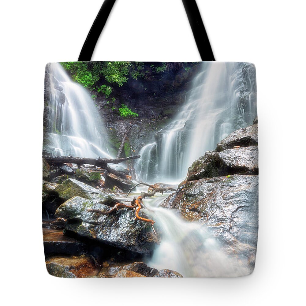 Waterfalls Tote Bag featuring the photograph Waterfall Silence by Russell Pugh