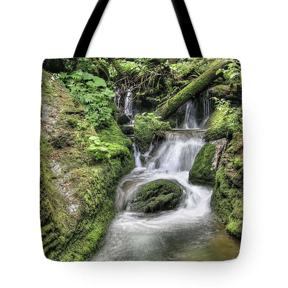 Waterfall Tote Bag featuring the photograph Waterfalls and rapids on the White Opava stream by Michal Boubin