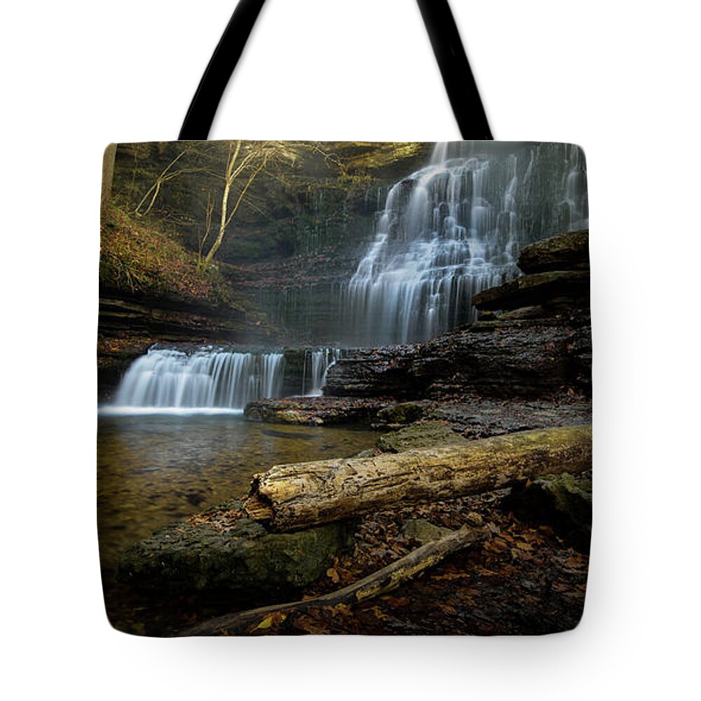 Tranquillity Tote Bag featuring the photograph Waterfalls by Mati Krimerman