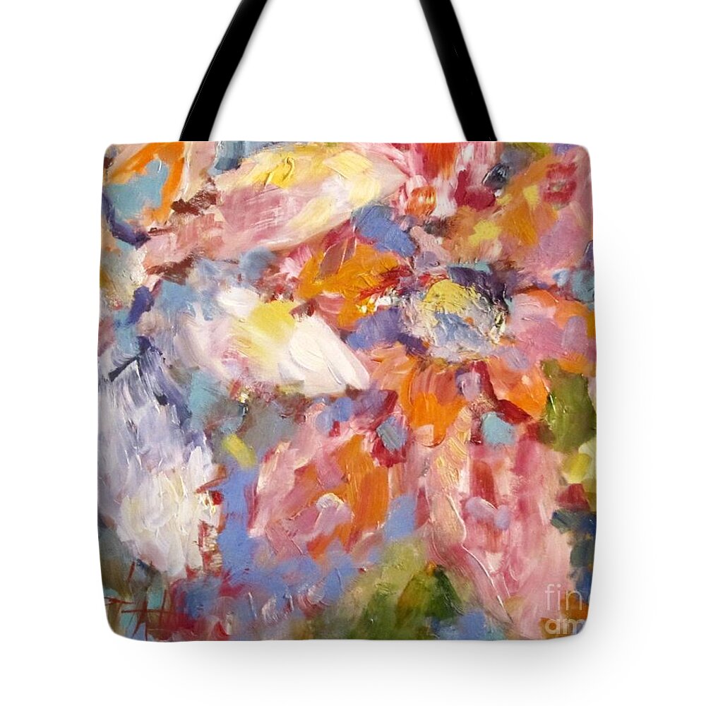 Abstract Tote Bag featuring the painting Waterlilies by Delilah Smith
