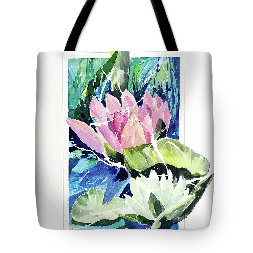 Design Tote Bag featuring the painting Waterlily Design by Rae Andrews