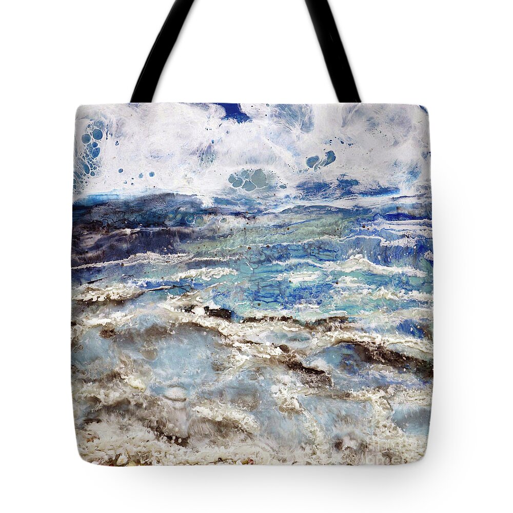 Encaustic Tote Bag featuring the painting Water's Edge III by Laurie Tietjen
