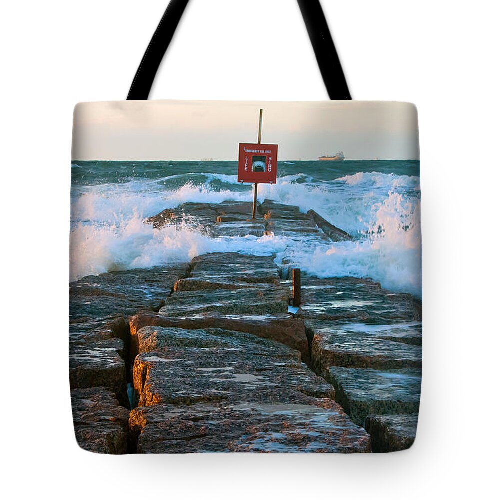 Wave Tote Bag featuring the photograph Wave Action by John Collins