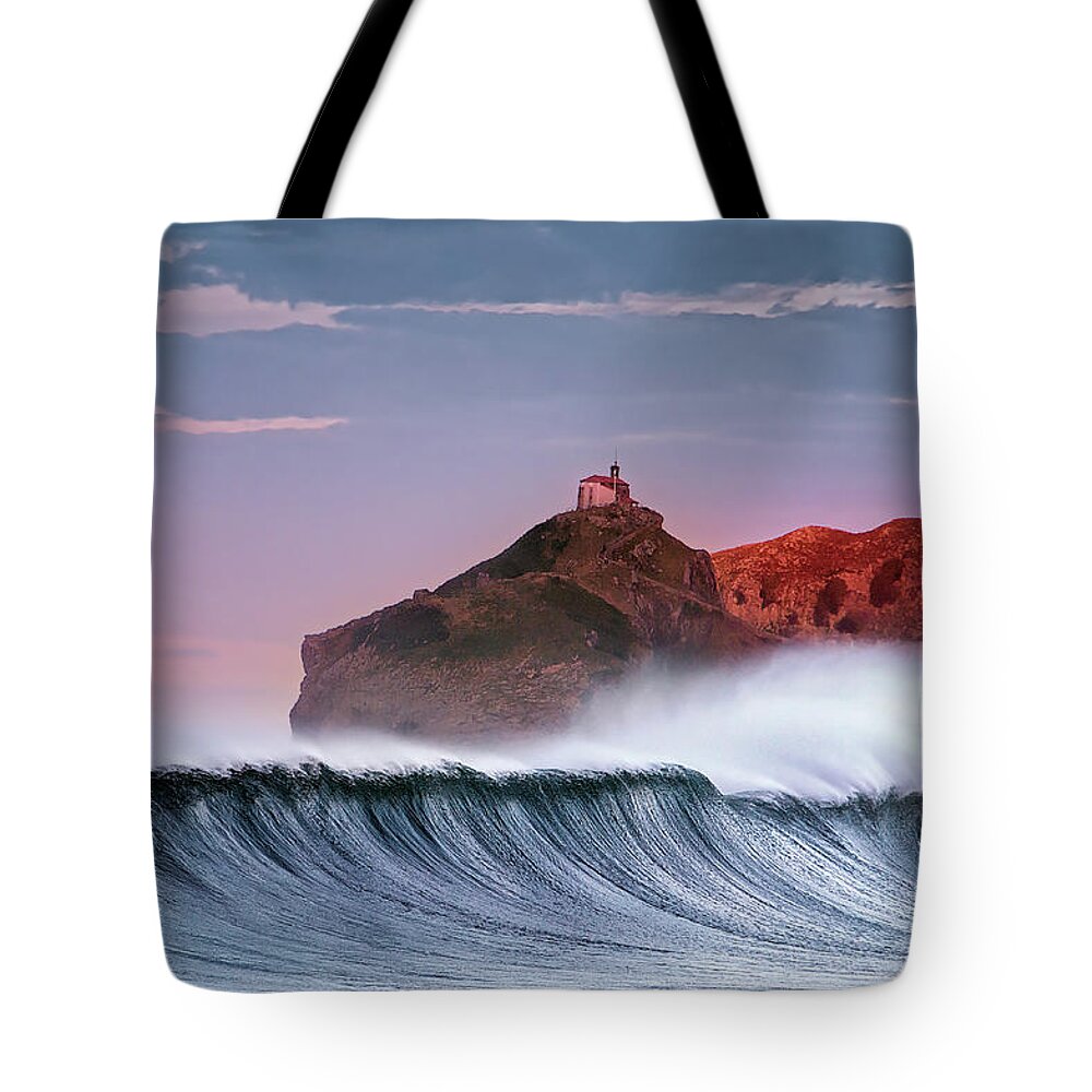 Wave Tote Bag featuring the photograph Wave in Bakio by Mikel Martinez de Osaba