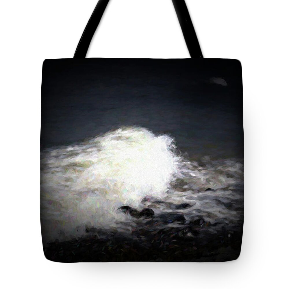 Nova Scotia Tote Bag featuring the digital art Wave rolling onto beach by Scott Carlton