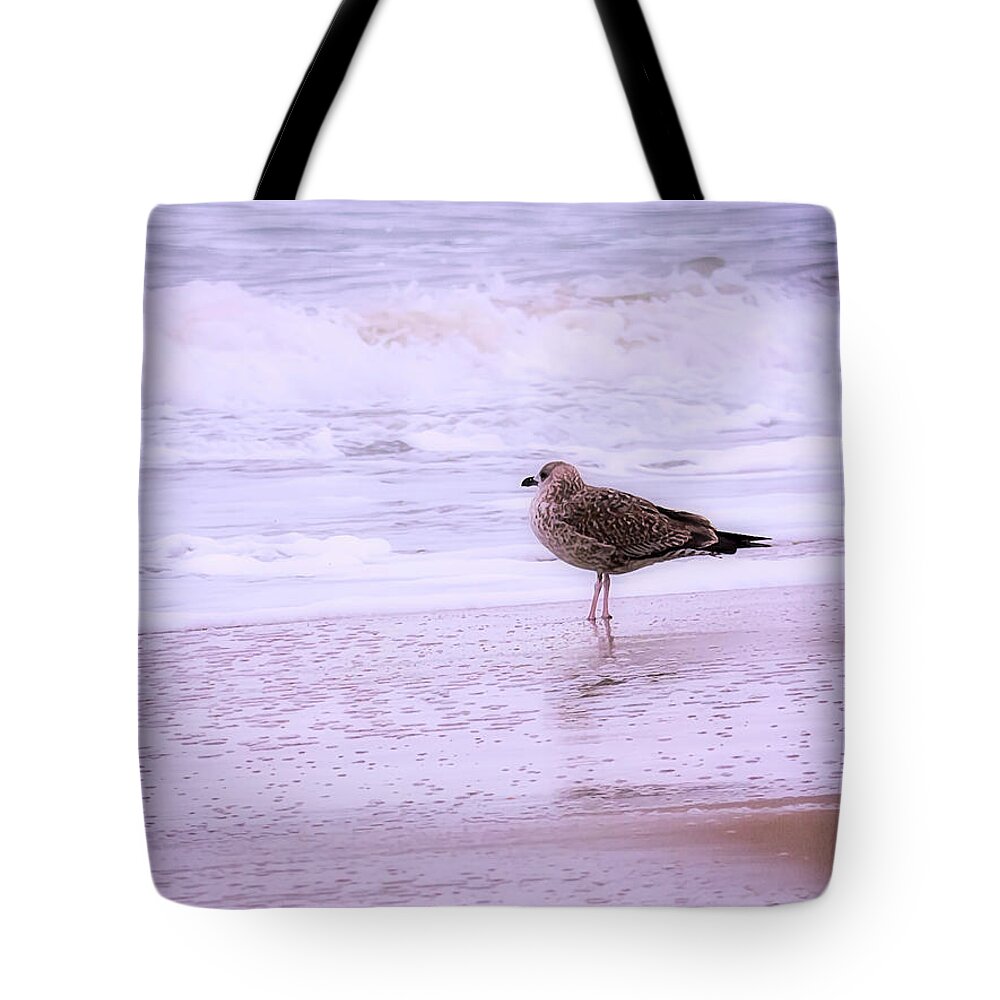Sandy Tote Bag featuring the photograph Wave Watching by Leslie Montgomery