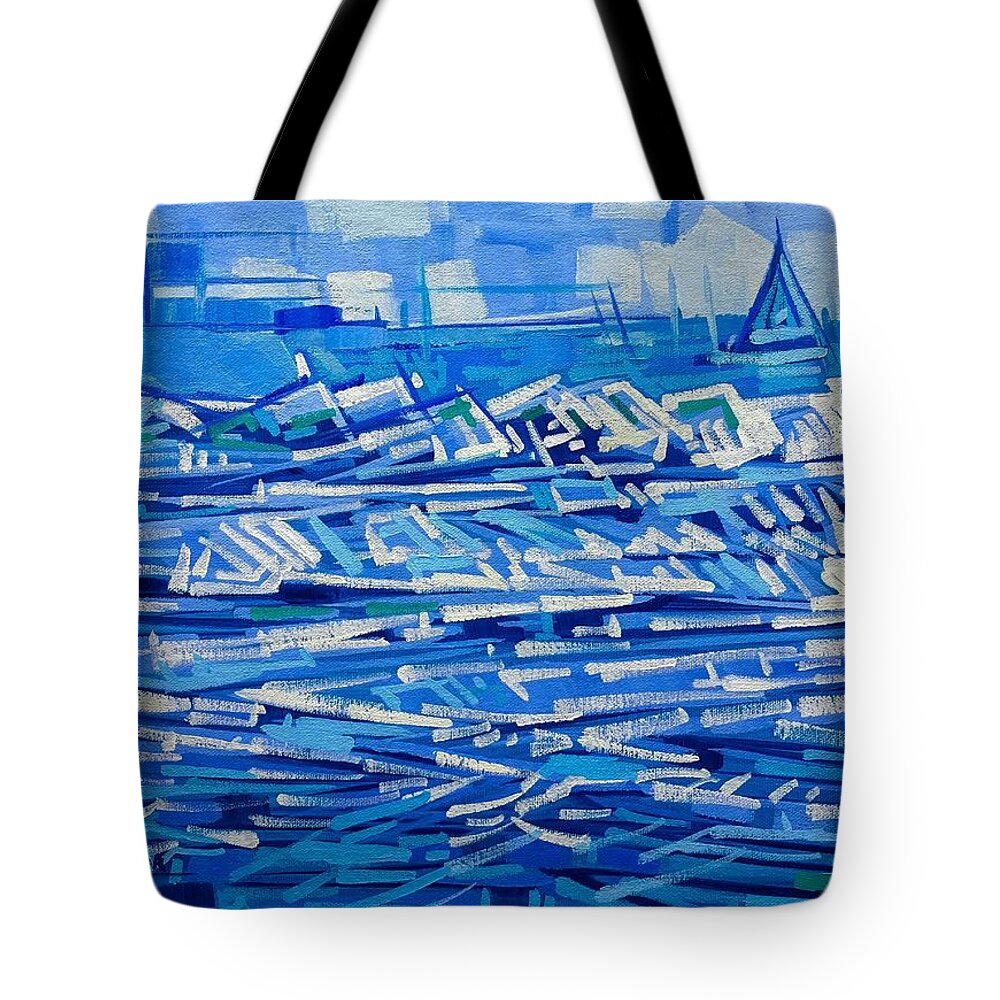 Waves Tote Bag featuring the painting Waves by Enrique Zaldivar