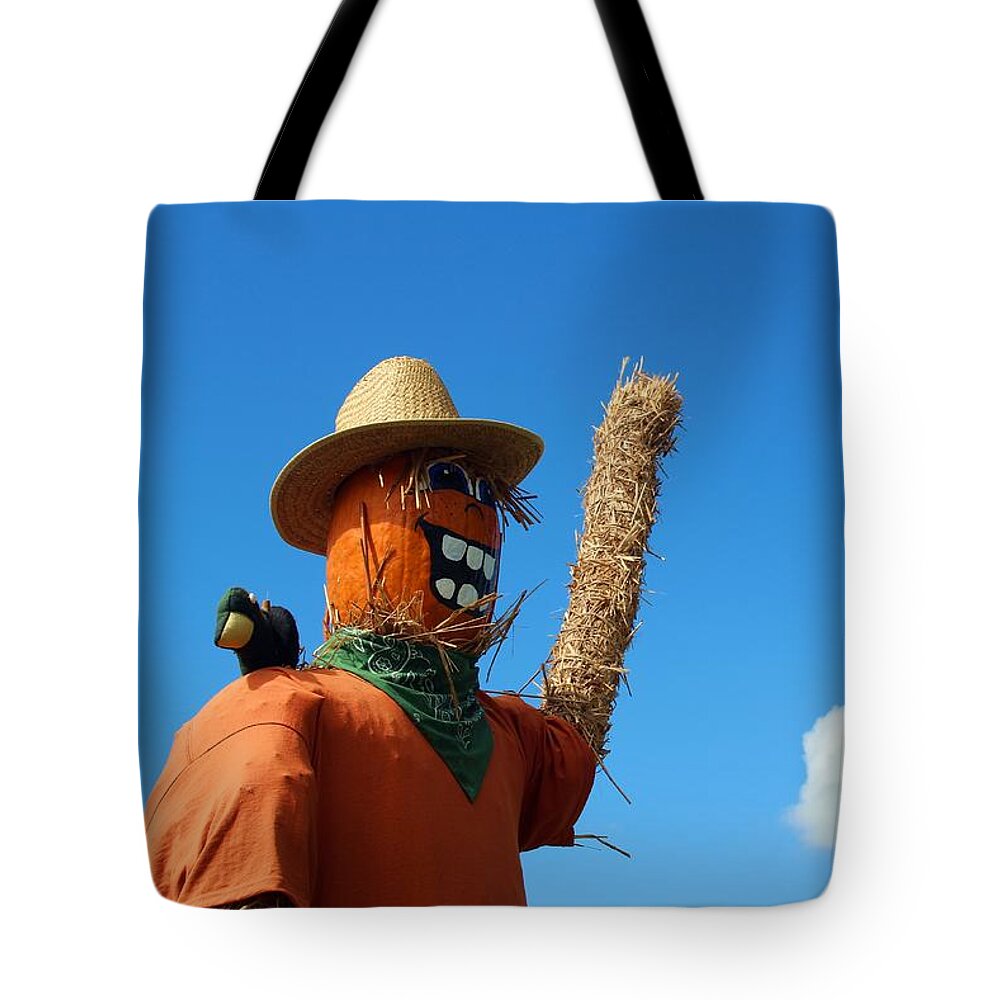 Photo For Sale Tote Bag featuring the photograph Waving Scarecrow by Robert Wilder Jr