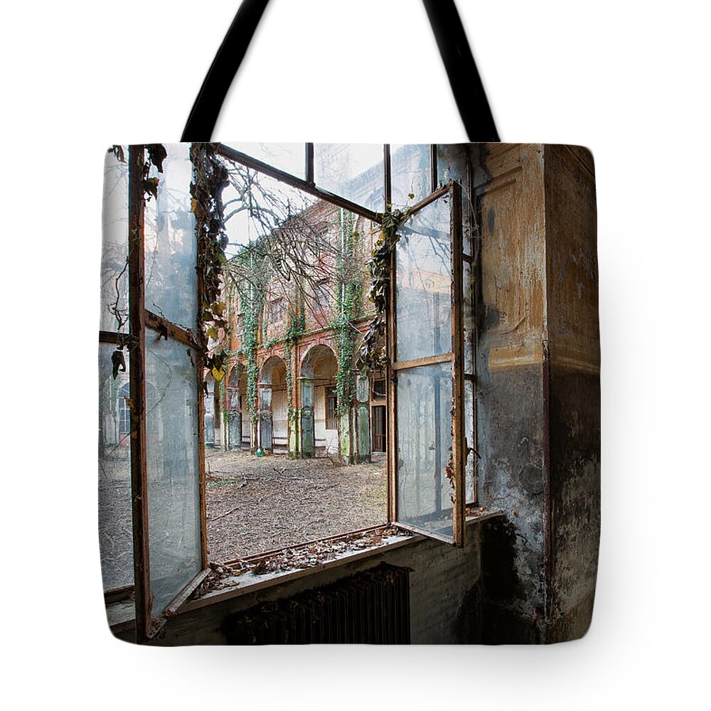Abandoned Tote Bag featuring the photograph Way out to the inside - urbex by Dirk Ercken
