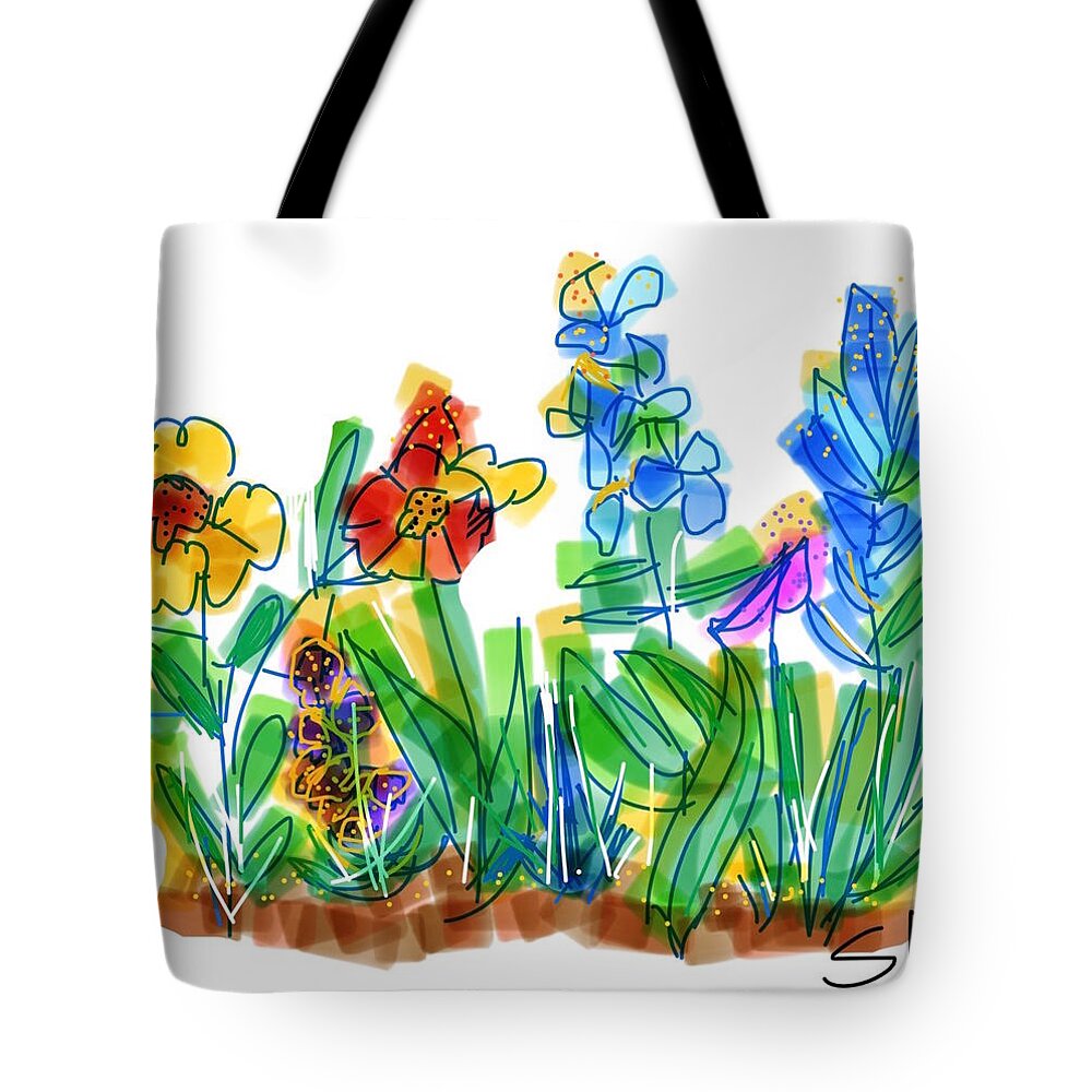 Flowers Tote Bag featuring the digital art We Are Flowers by Sherry Killam