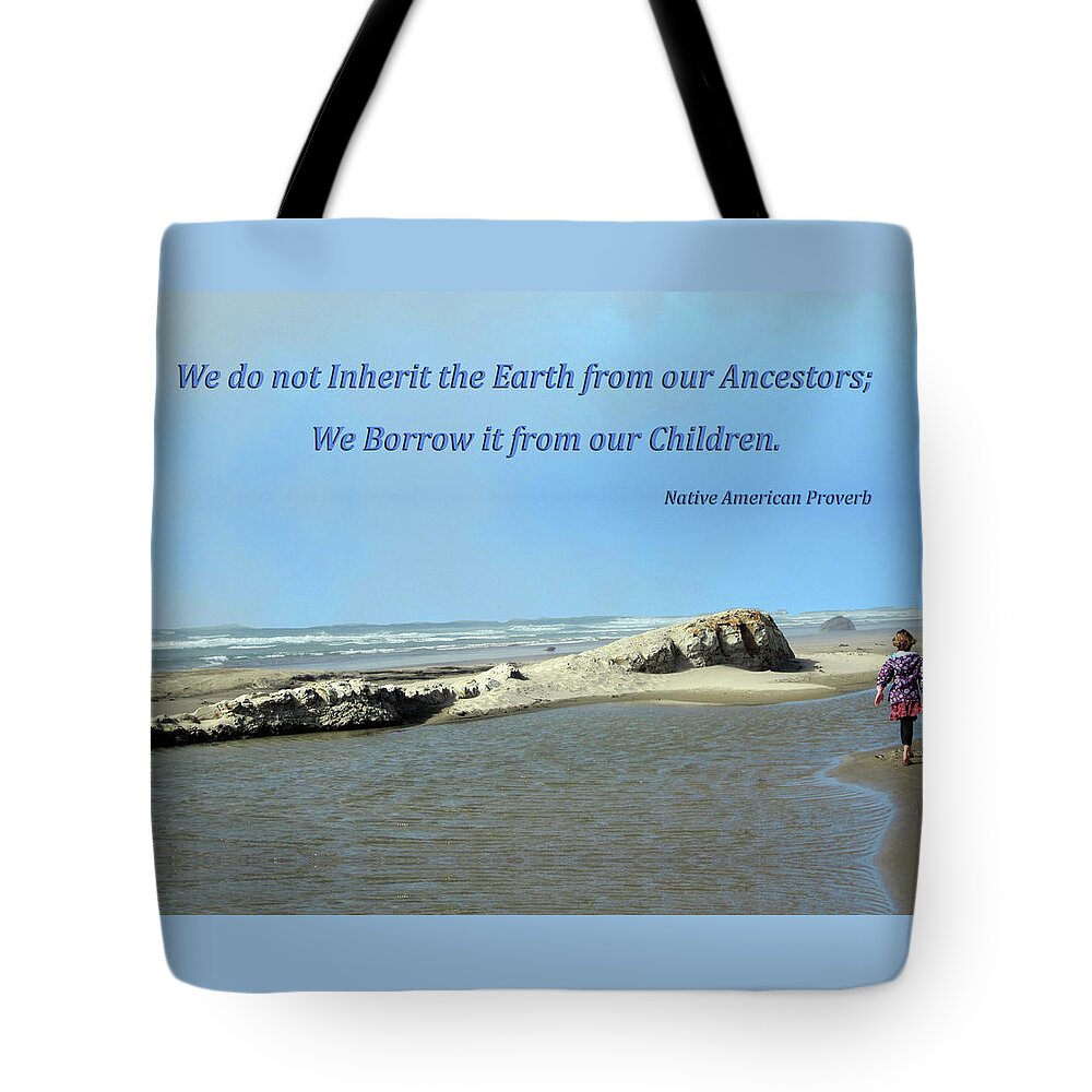 Native American Tote Bag featuring the digital art We do not Inherit the Earth - v1 by Julia L Wright