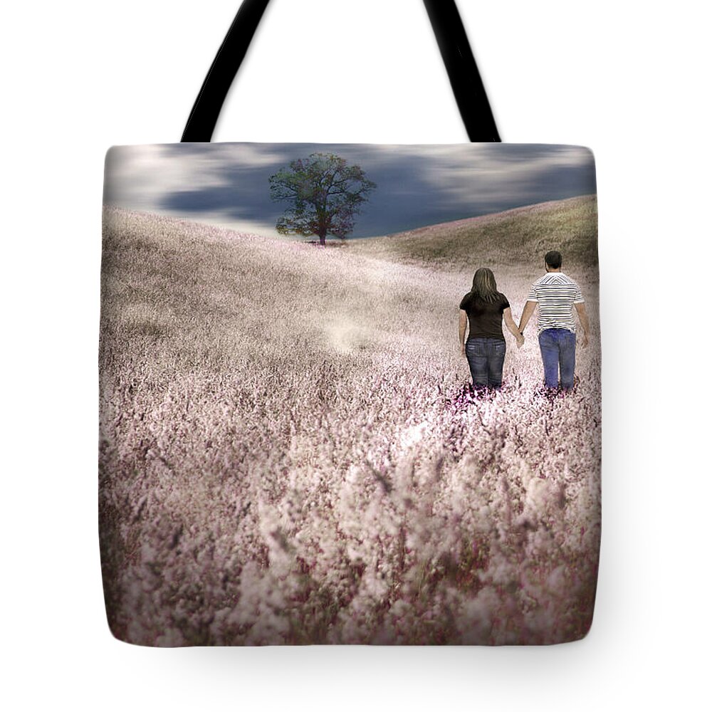 Couple Walking Tote Bag featuring the photograph We Made Love Under the Tree by Gray Artus