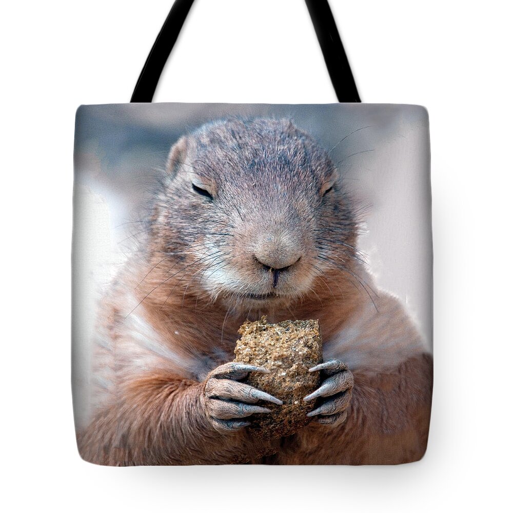Prairie Dog Tote Bag featuring the photograph We Thank Thee Lord Our Daily Bread by William Bitman