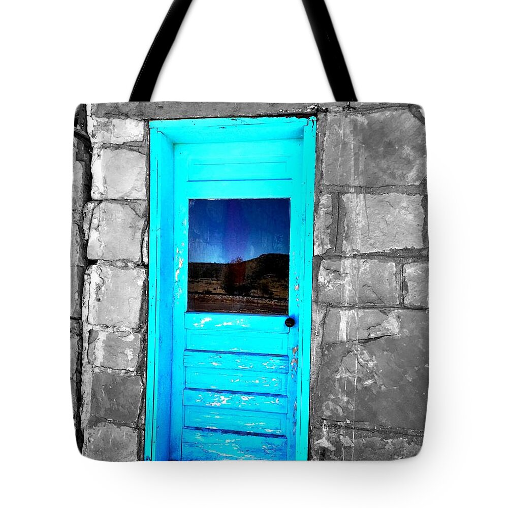 Door Tote Bag featuring the photograph Weathered Blue by Brad Hodges