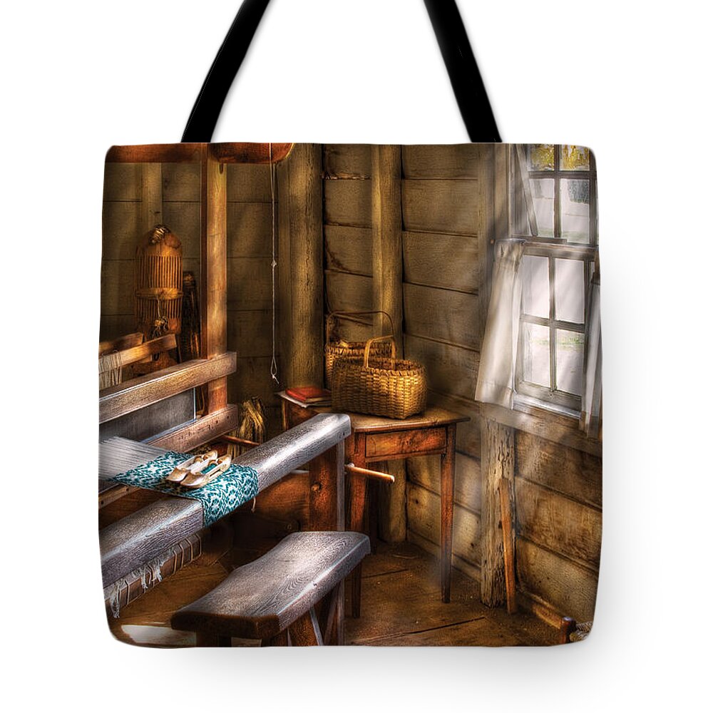 Savad Tote Bag featuring the photograph Weaver - The Weavers Room by Mike Savad