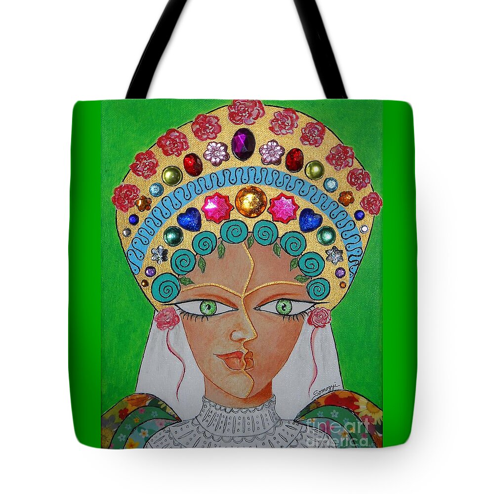 Whimsy Tote Bag featuring the mixed media Wedding March -- #3 Hungarian Rhapsody Series by Jayne Somogy