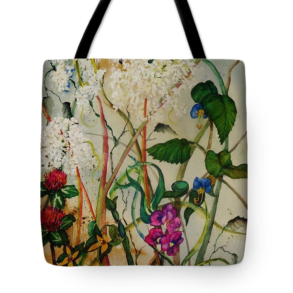 Weeds Tote Bag featuring the painting Weeds by Lil Taylor