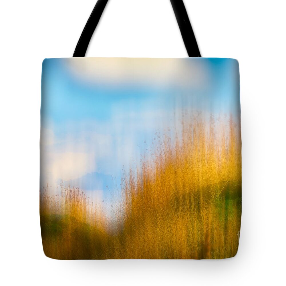 Fairytale Tote Bag featuring the photograph Weeds under a soft blue sky by Nick Biemans