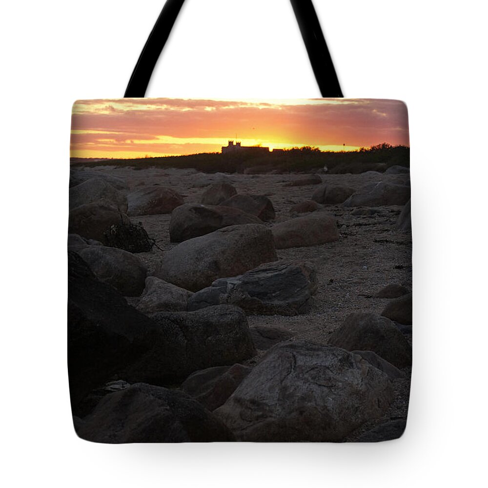  Tote Bag featuring the digital art Weekapaug Sunset by Steve Breslow