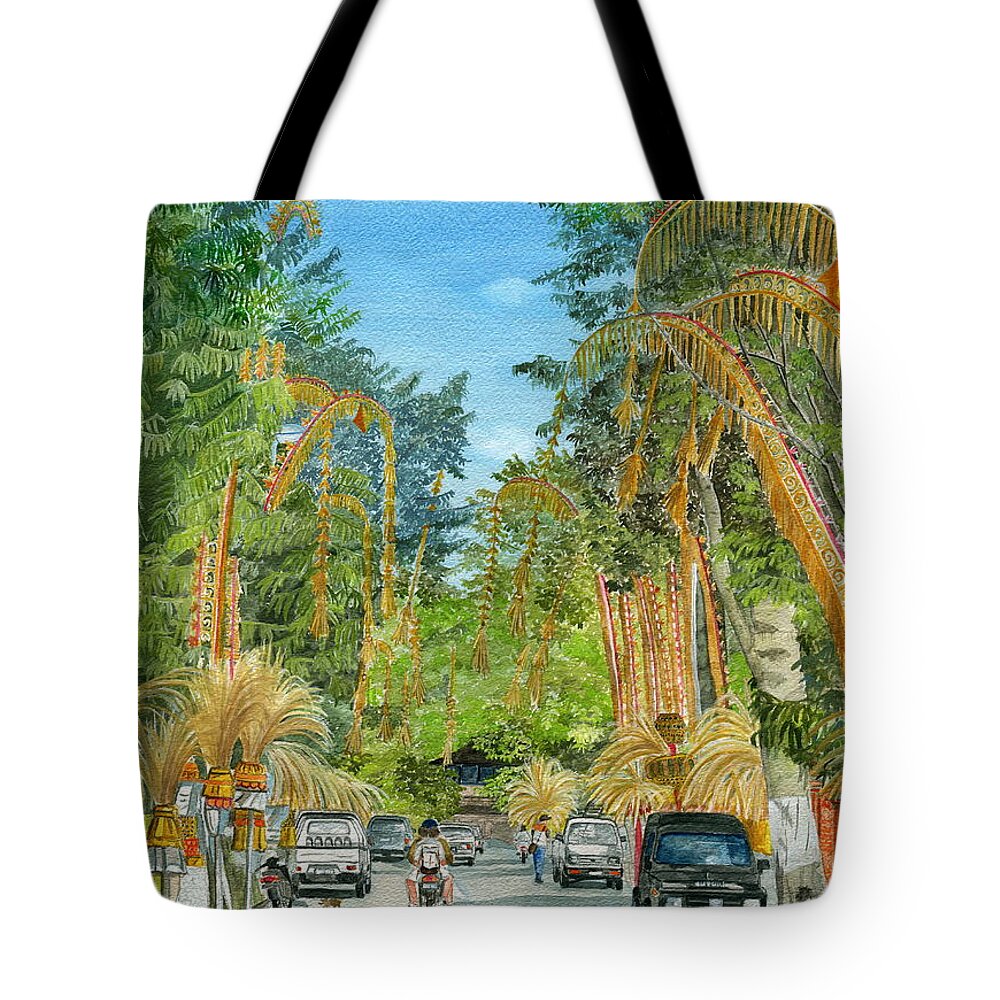 Weeping Janur Bali Tote Bag featuring the painting Weeping Janur Bali Indonesia by Melly Terpening