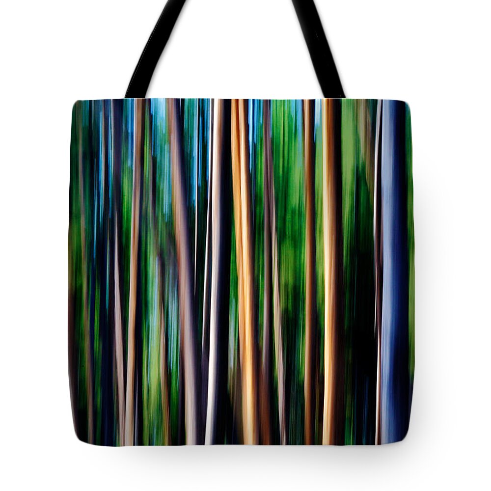 Motion Blur Tote Bag featuring the photograph Weeping Yellowstone Trees by Todd Klassy