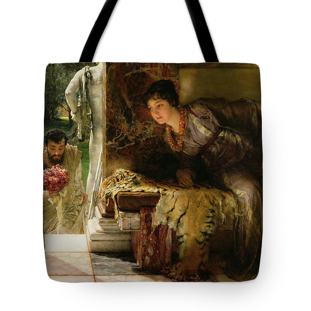 Welcome Tote Bag featuring the painting Welcome Footsteps by Lawrence Alma-Tadema